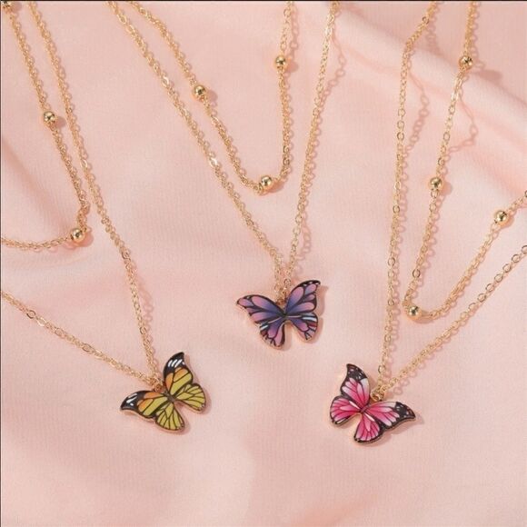 Necklace Butterfly Double layered versatile cute - Picture 7 of 9